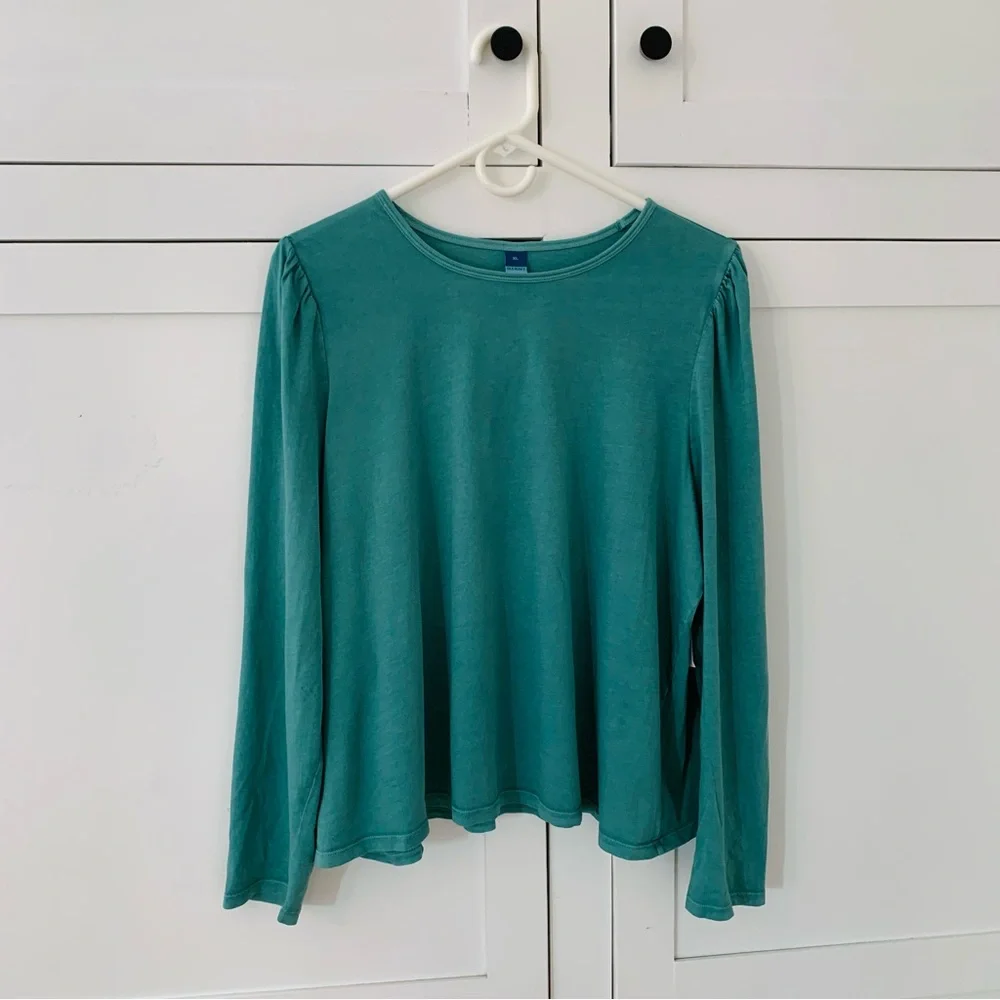 Old Navy Teal Vintage Easy Puff Sleeve Top Size XL